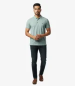 Premium Men’s Mint Green Windowpane Check Polo Shirt – Smart Casual Collection