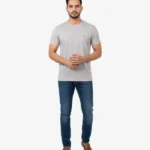 Premium Men’s Textured Crew Neck T-Shirt – Essential Heather Grey