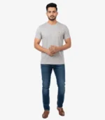 Premium Men’s Textured Crew Neck T-Shirt – Essential Heather Grey