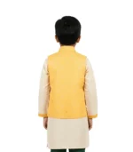 Premium Yellow & Cream Jacquard Koti Panjabi for Kids – Elite Festive Collection - Image 2