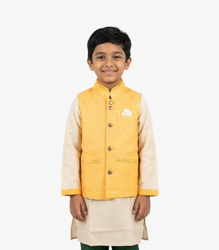 Vibrant Mari Gold Yellow Baby Panjabi for Festive Occasions